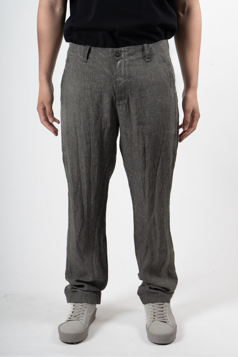 Cold-Dye Linen Trousers Grey