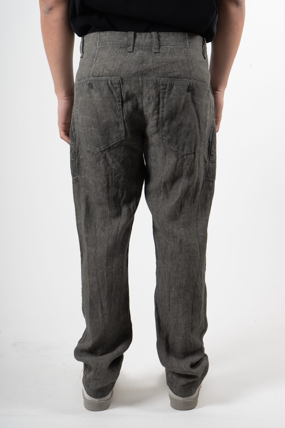 Cold-Dye Linen Trousers Grey
