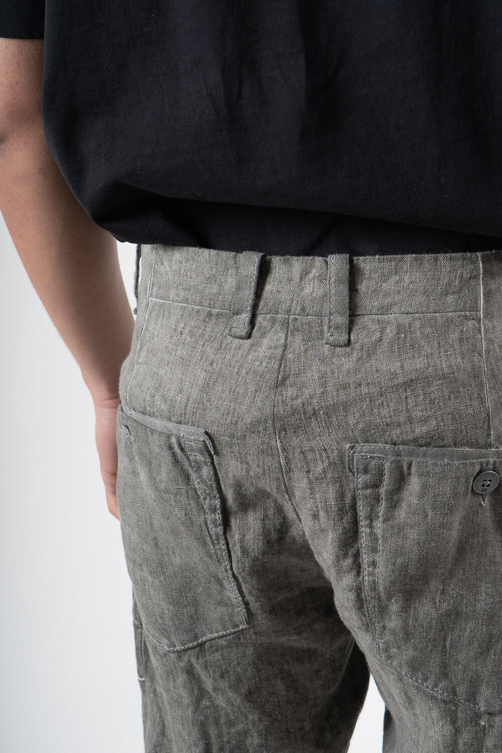 Cold-Dye Linen Trousers Grey