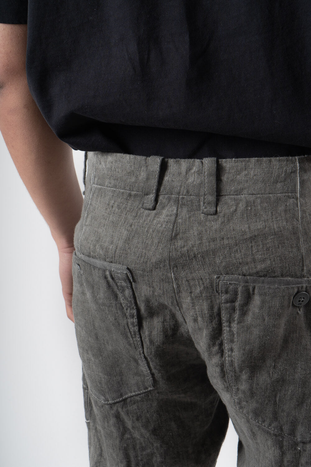Cold-Dye Linen Trousers Grey