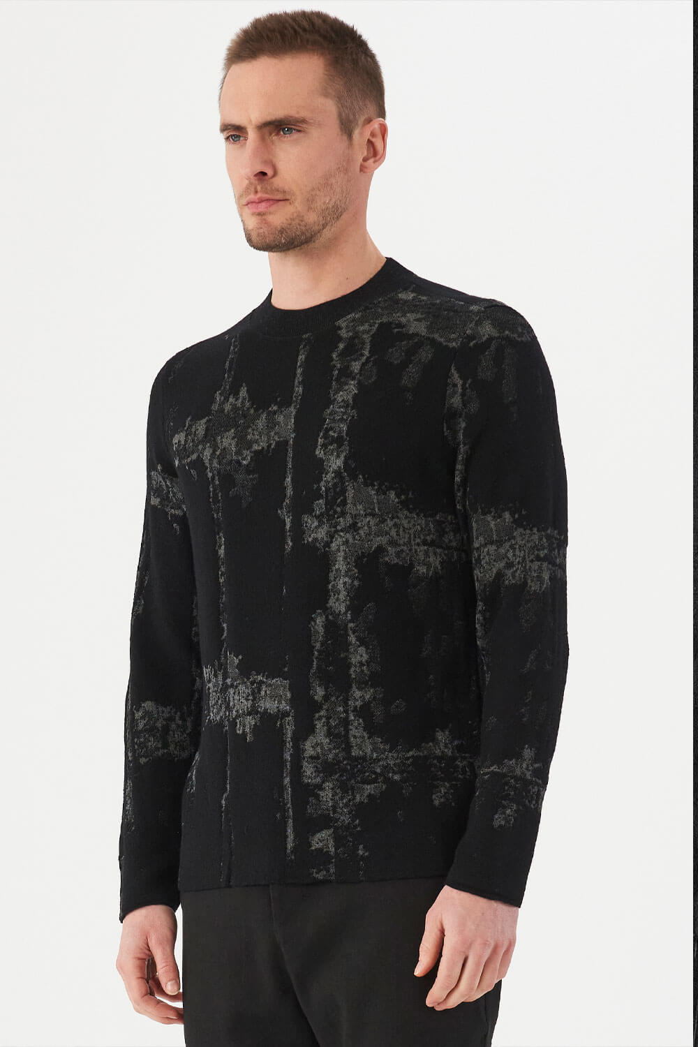 Contrast Effect Lana Wool Jumper Black/Grey