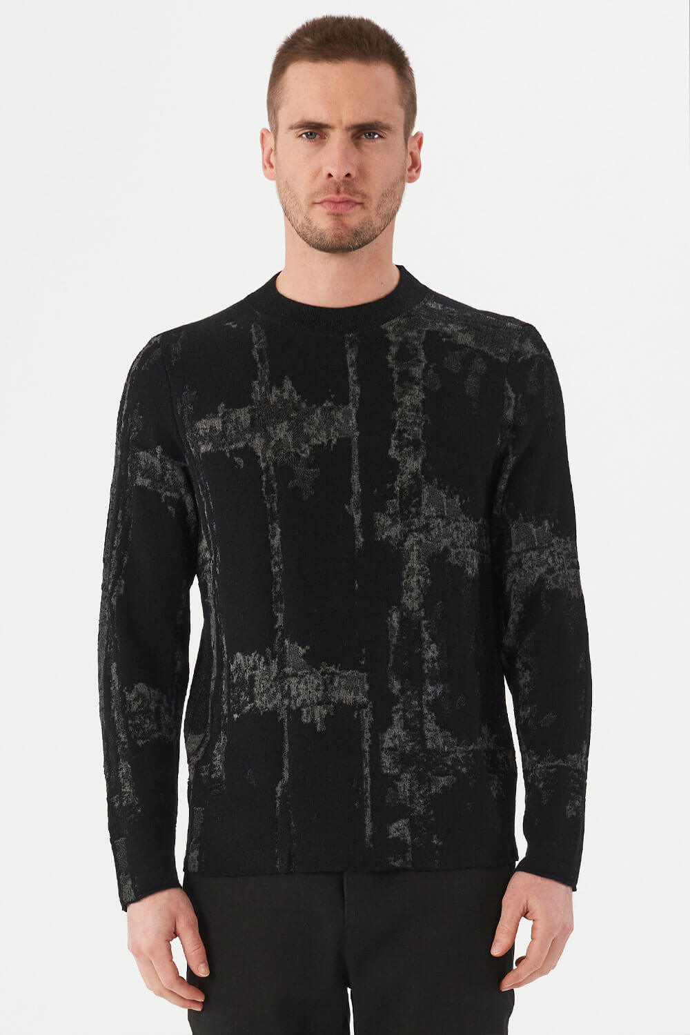 Contrast Effect Lana Wool Jumper Black/Grey