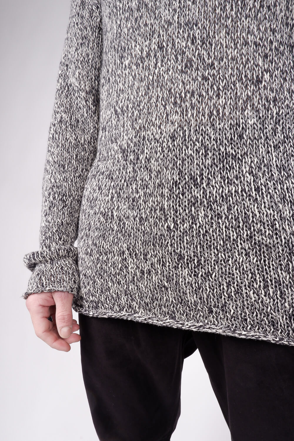 Linen Cotton Mix Knit Black/White