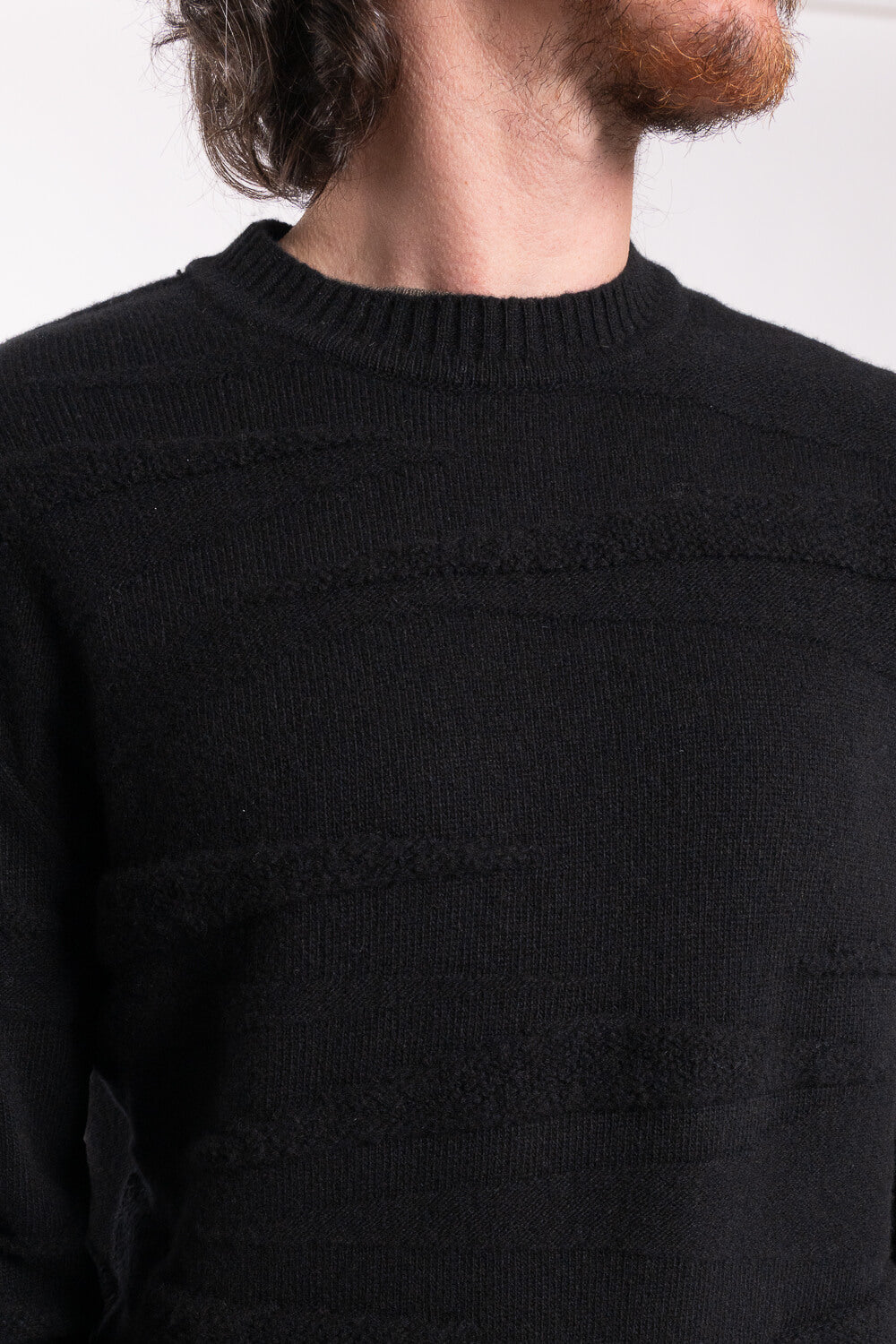 Contrast Effect Virgin Lana Merino Wool Sweatshirt Black