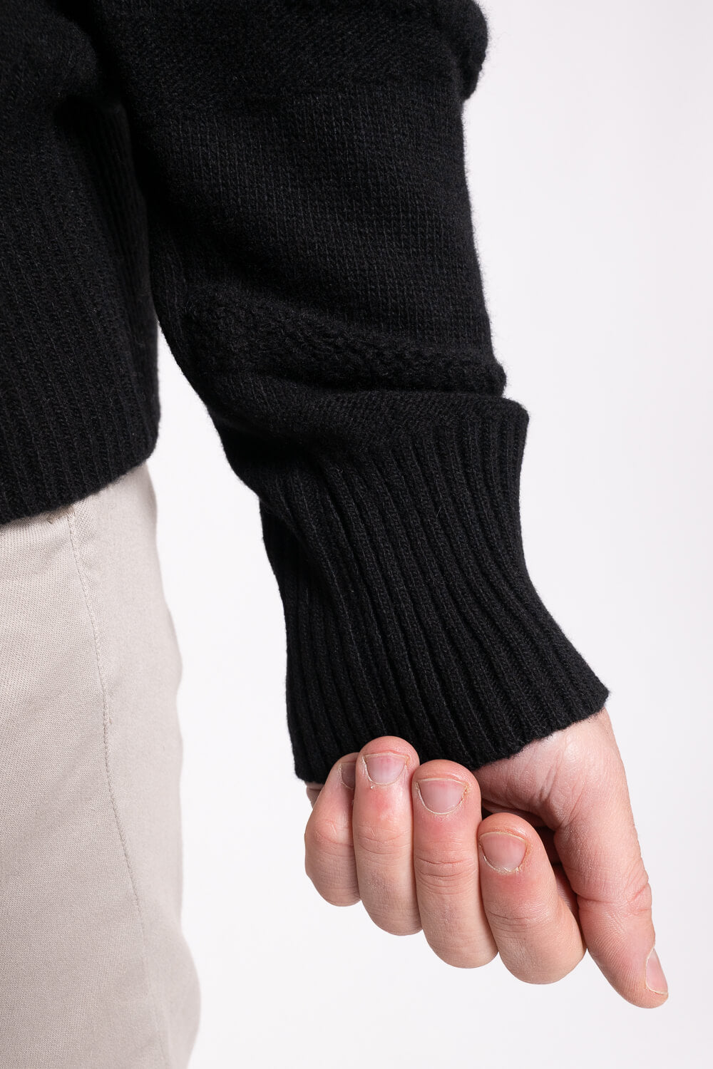 Contrast Effect Virgin Lana Merino Wool Sweatshirt Black