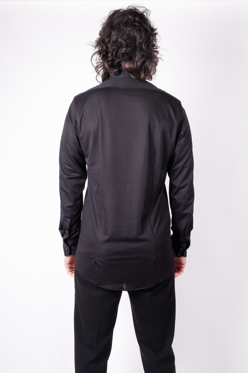 Cotton Stretch Tech Button-Up Shirt Black