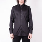 Cotton Stretch Tech Button-Up Shirt Black