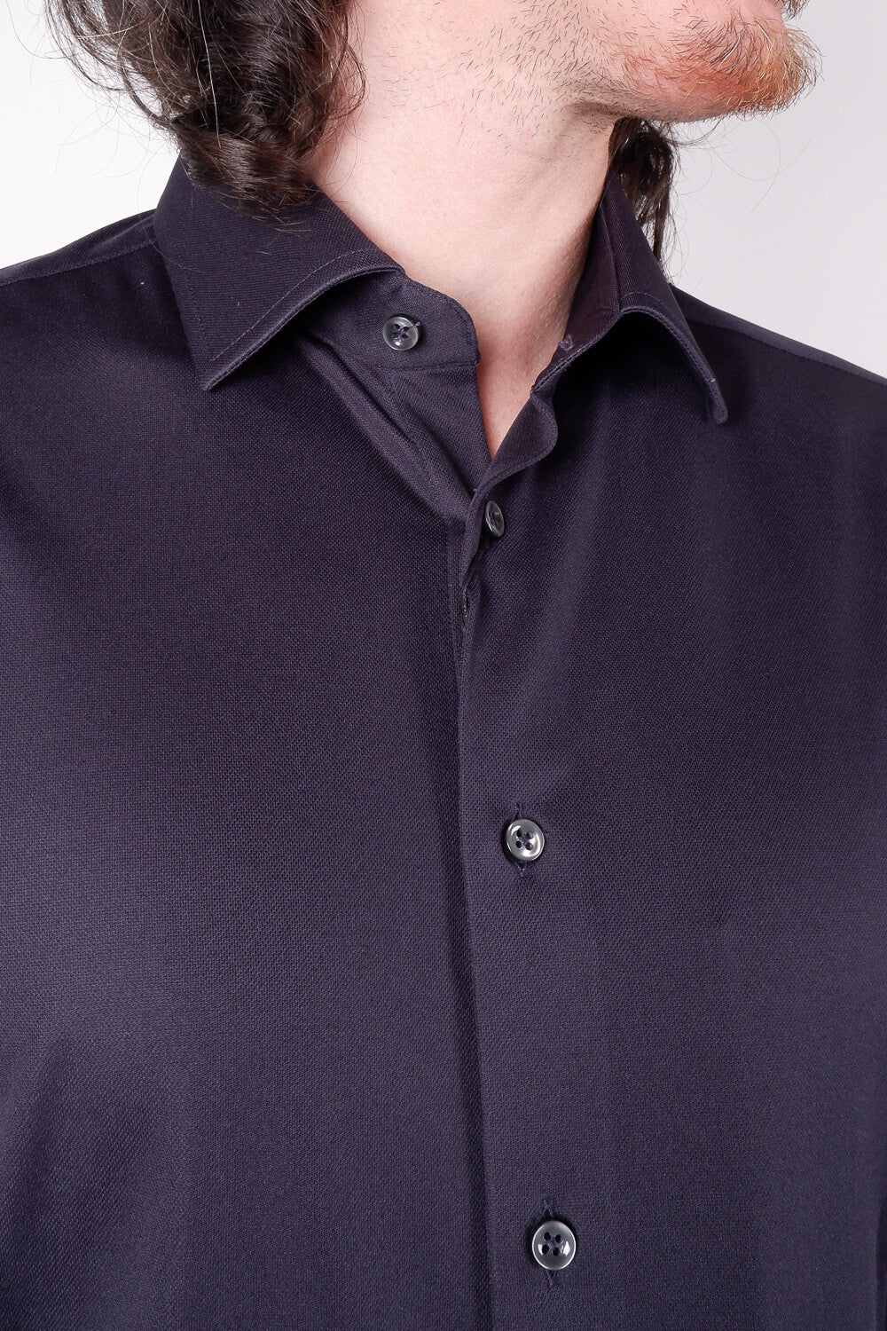 Cotton Stretch Tech Button-Up Shirt Navy