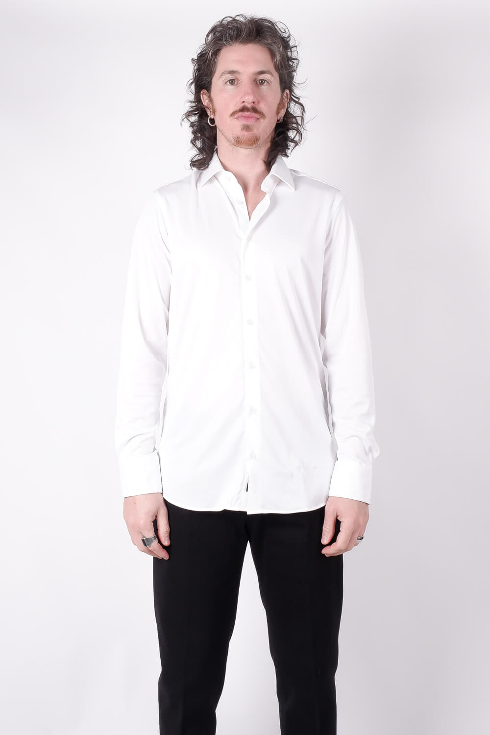 Cotton Stretch Tech Button-Up Shirt White