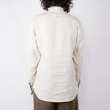 Mandarin Collar Linen Shirt Beige