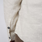 Mandarin Collar Linen Shirt Beige