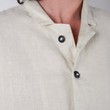 Mandarin Collar Linen Shirt Beige