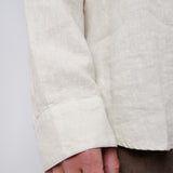 Mandarin Collar Linen Shirt Beige