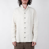 Mandarin Collar Linen Shirt Beige