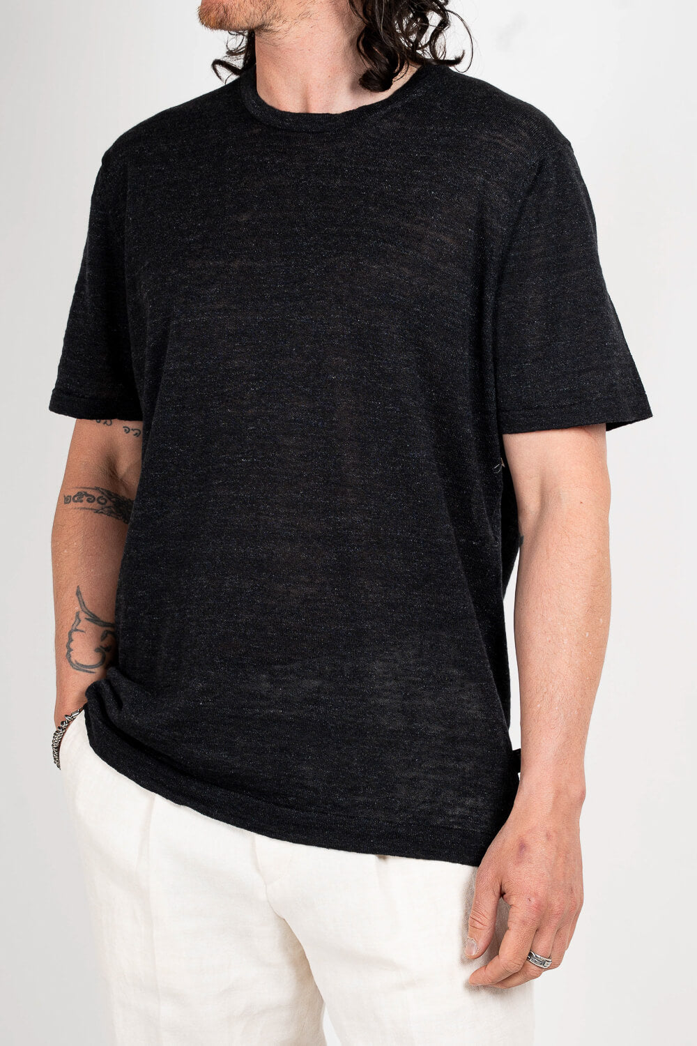 Crewneck Linen T-Shirt Charcoal