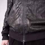 Crinkle Leather/Cotton Jacket Black