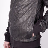 Crinkle Leather/Cotton Jacket Black