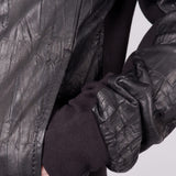 Crinkle Leather/Cotton Jacket Black