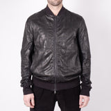 Crinkle Leather/Cotton Jacket Black