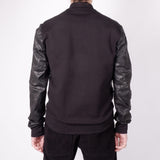 Crinkle Leather/Cotton Jacket Black