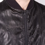 Crinkle Leather/Cotton Jacket Black