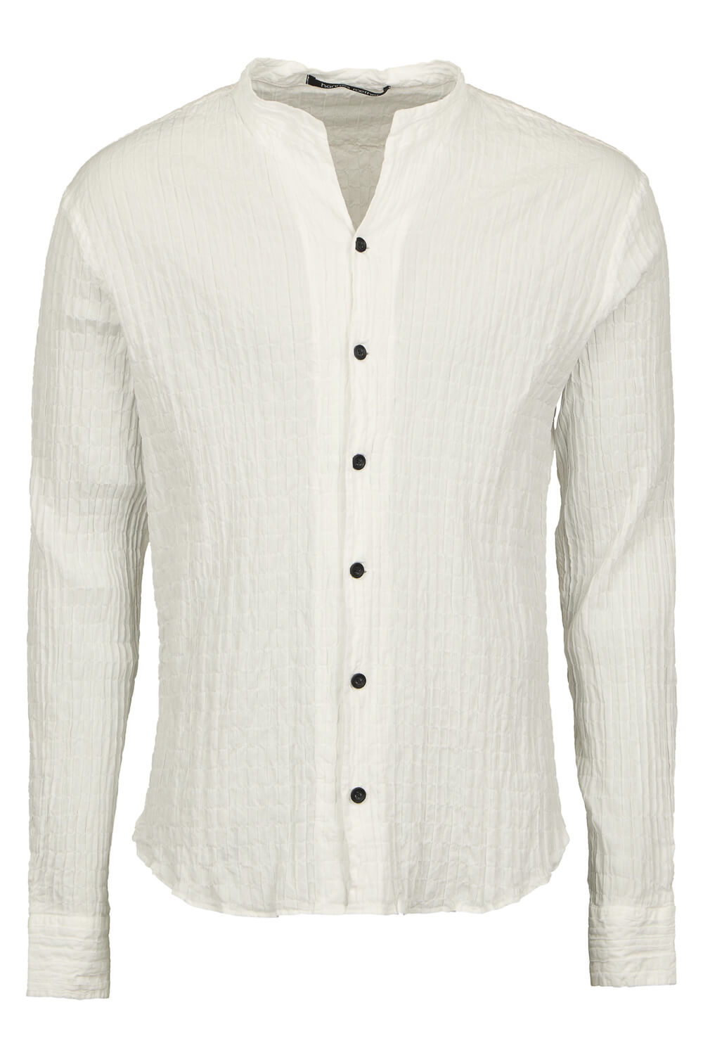 Crinkled Effect Open Collar Shirt White