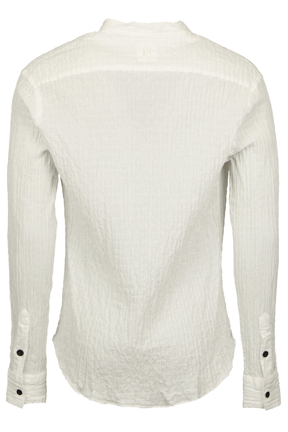 Crinkled Effect Open Collar Shirt White