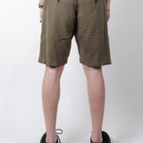 Drawstring Linen Shorts Army Green