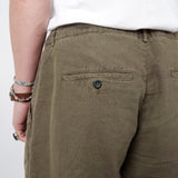 Drawstring Linen Shorts Army Green