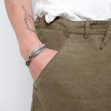 Drawstring Linen Shorts Army Green