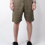 Drawstring Linen Shorts Army Green