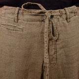 Drawstring Linen Trousers Army Green