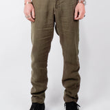 Drawstring Linen Trousers Army Green