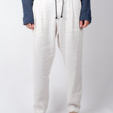 Stretch Linen Cropped Trousers Ice