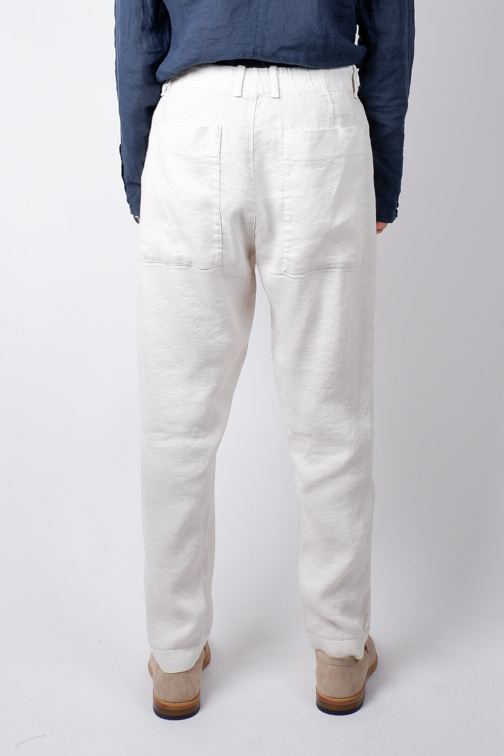 Stretch Linen Cropped Trousers Ice