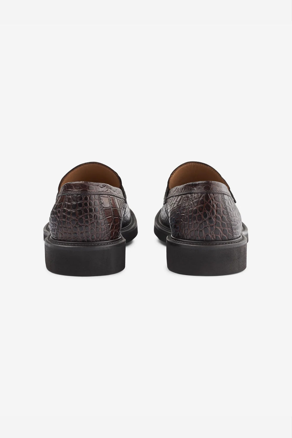 Italian Leather Croc Loafer Brown