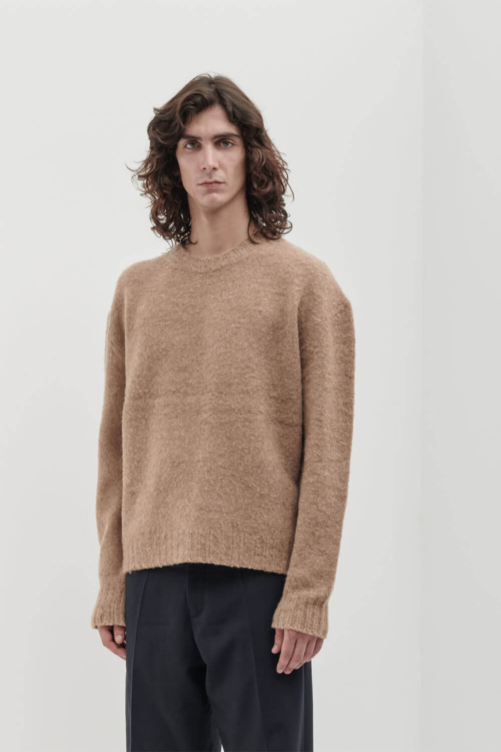 Eco Mohair Round Neck Sweater Camel