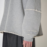 Embroidered Distressed Oversized Hoodie Grey