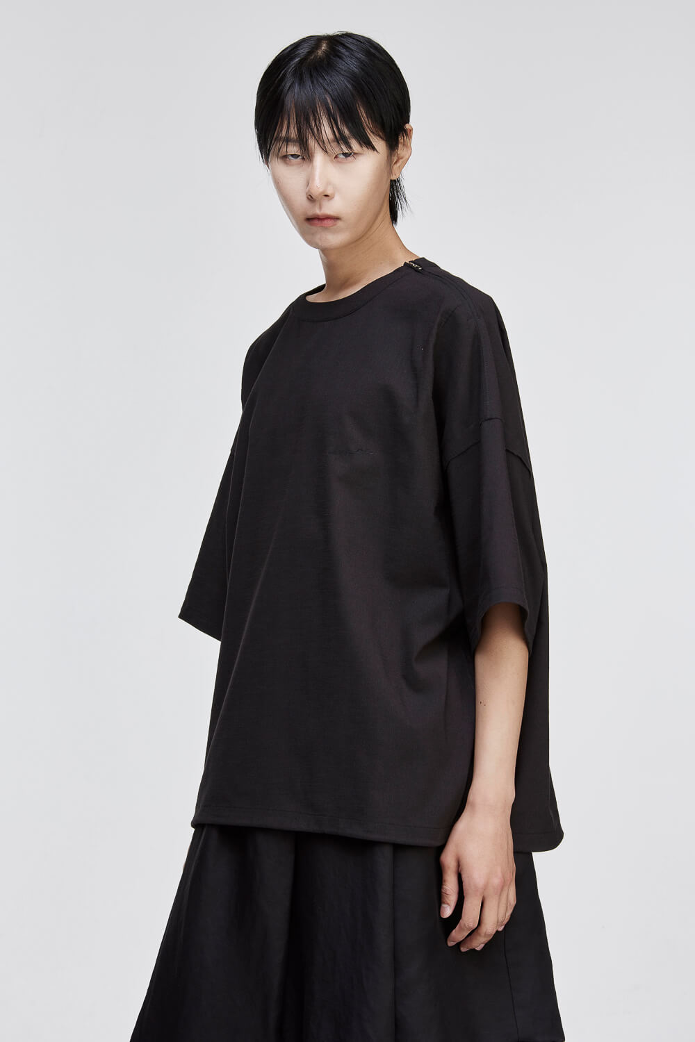 Embroidered Polyptych Woven T-Shirt Black