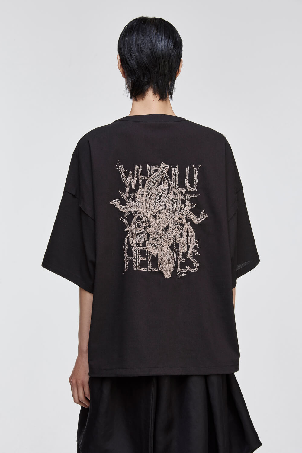 Embroidered Polyptych Woven T-Shirt Black