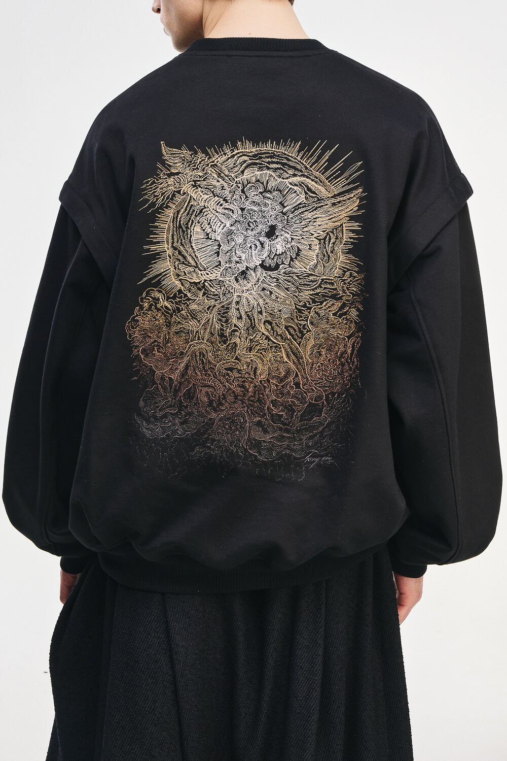 Embroidered Sleeveless Crewneck Sweatshirt Black