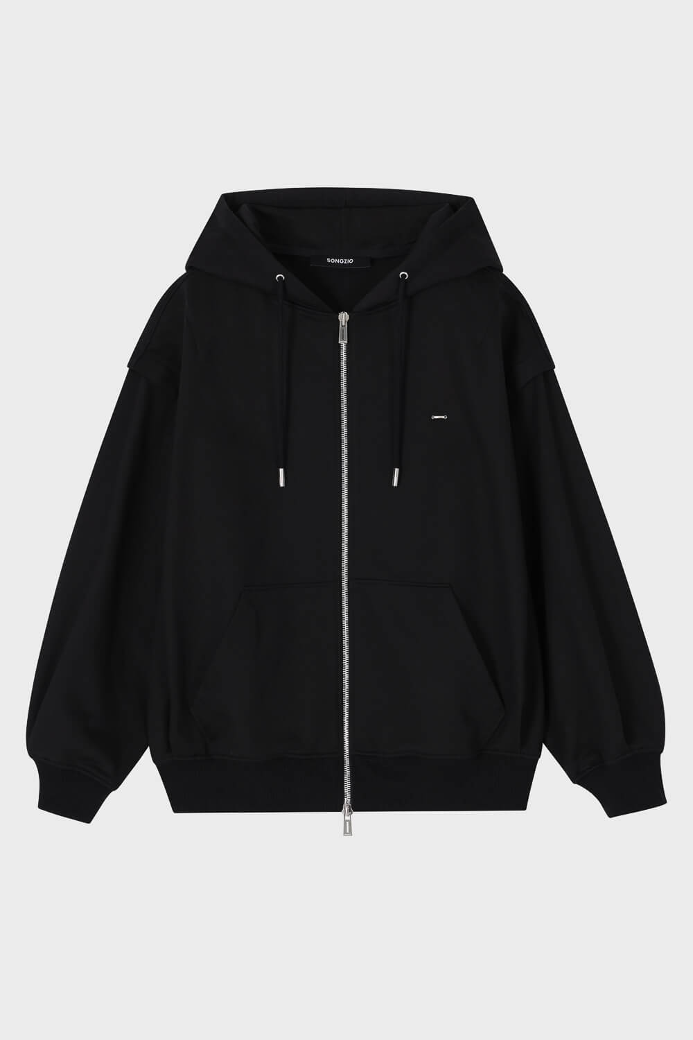 Embroidered Sleeveless Zip-Up Jacket Black