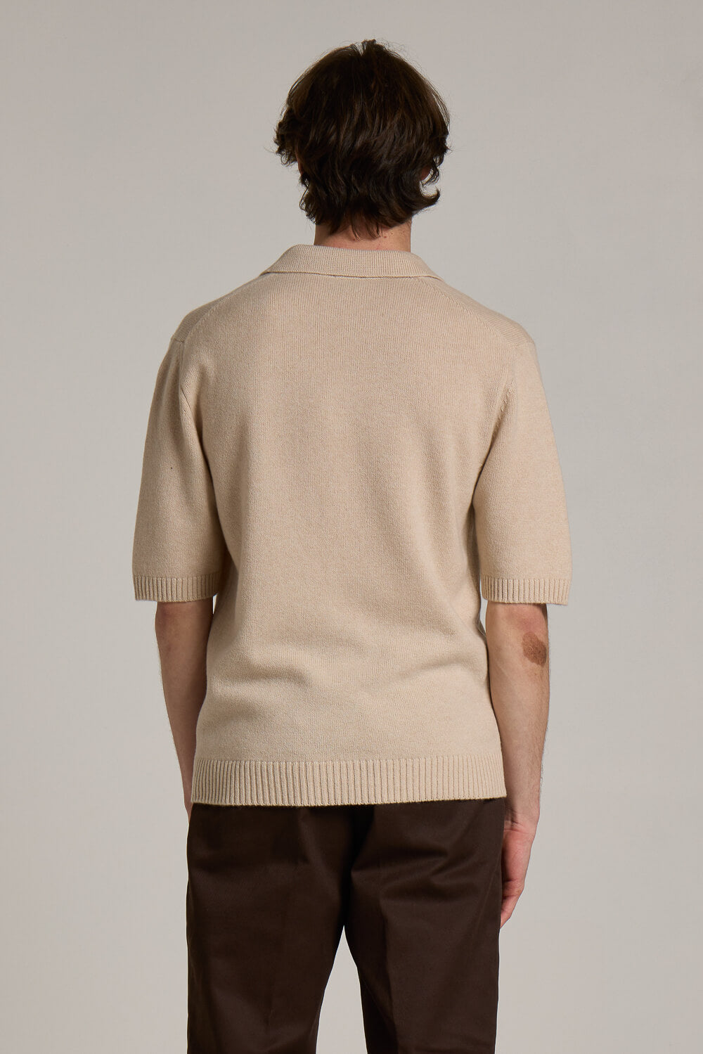 Extra Fine 100% Cashmere Polo T-Shirt Beige