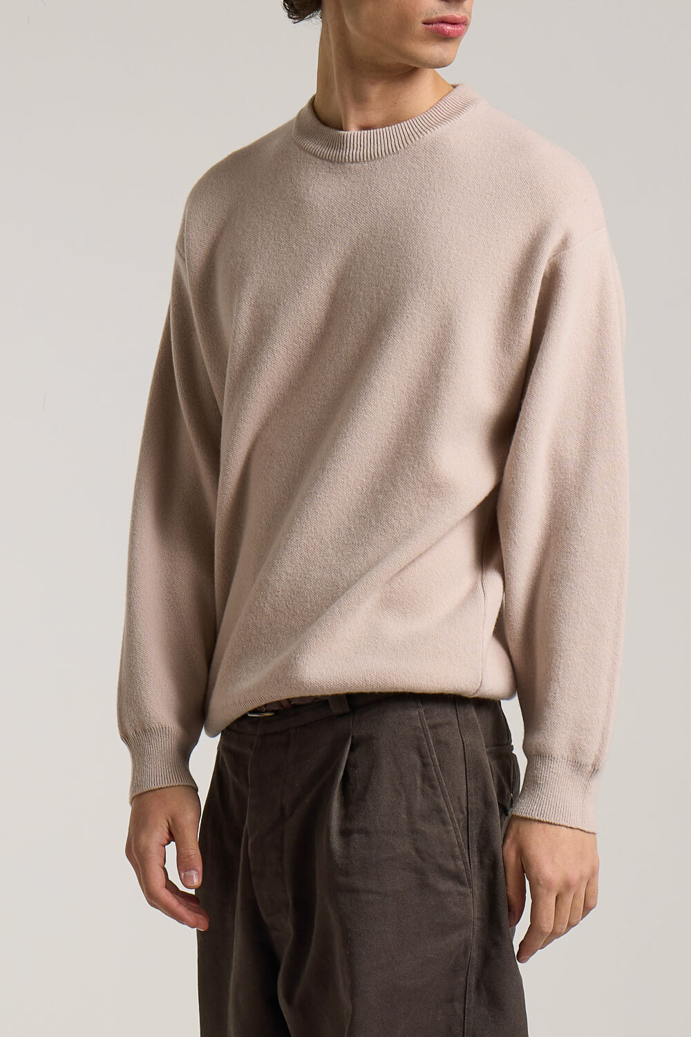 Extra Fine Lana Wool Relaxed Fit Sweatshirt Beige