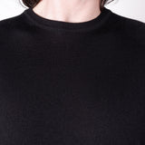 Extra Fine Merino Wool Round Neck T-Shirt Black