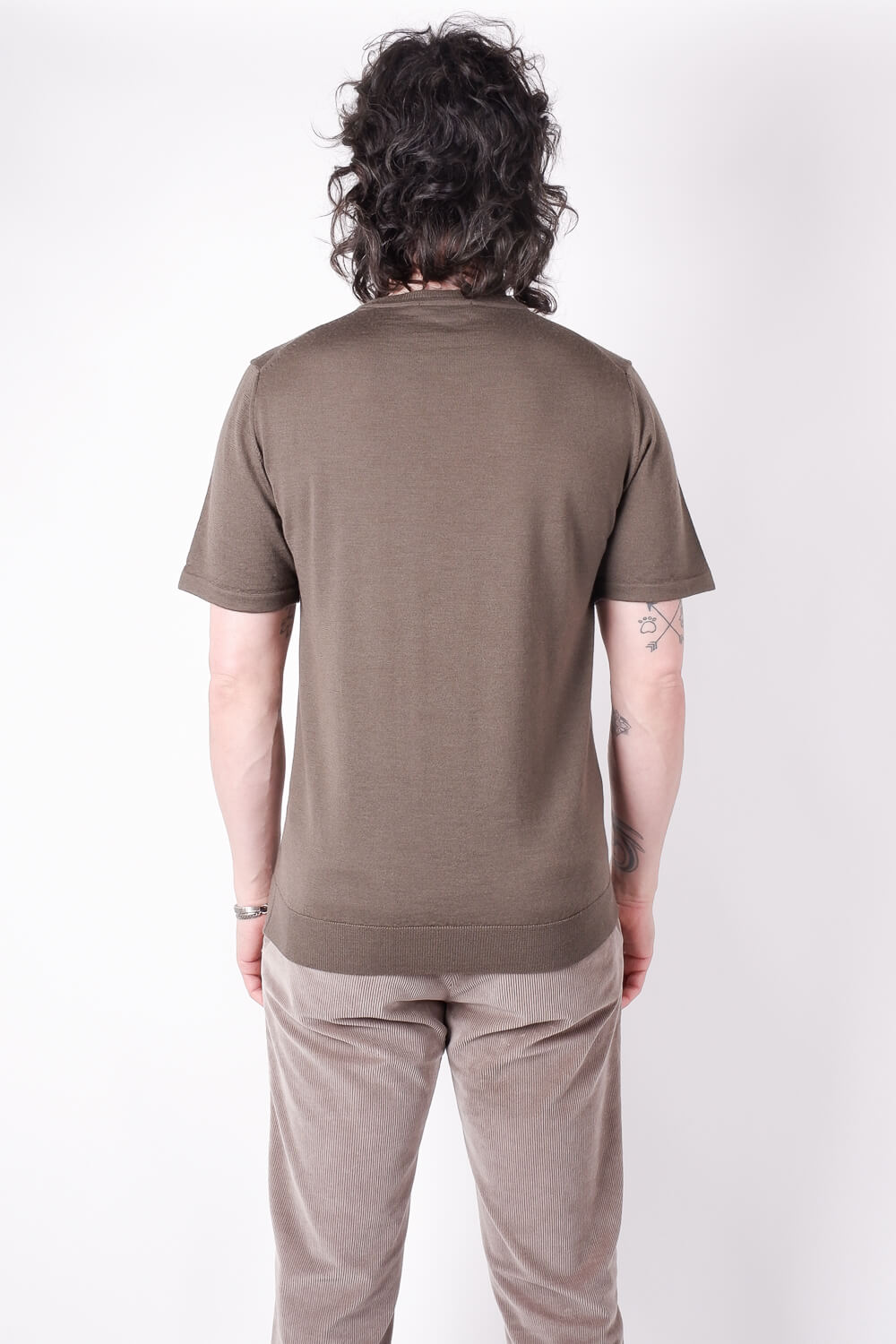 Extra Fine Merino Wool Round Neck T-Shirt Khaki