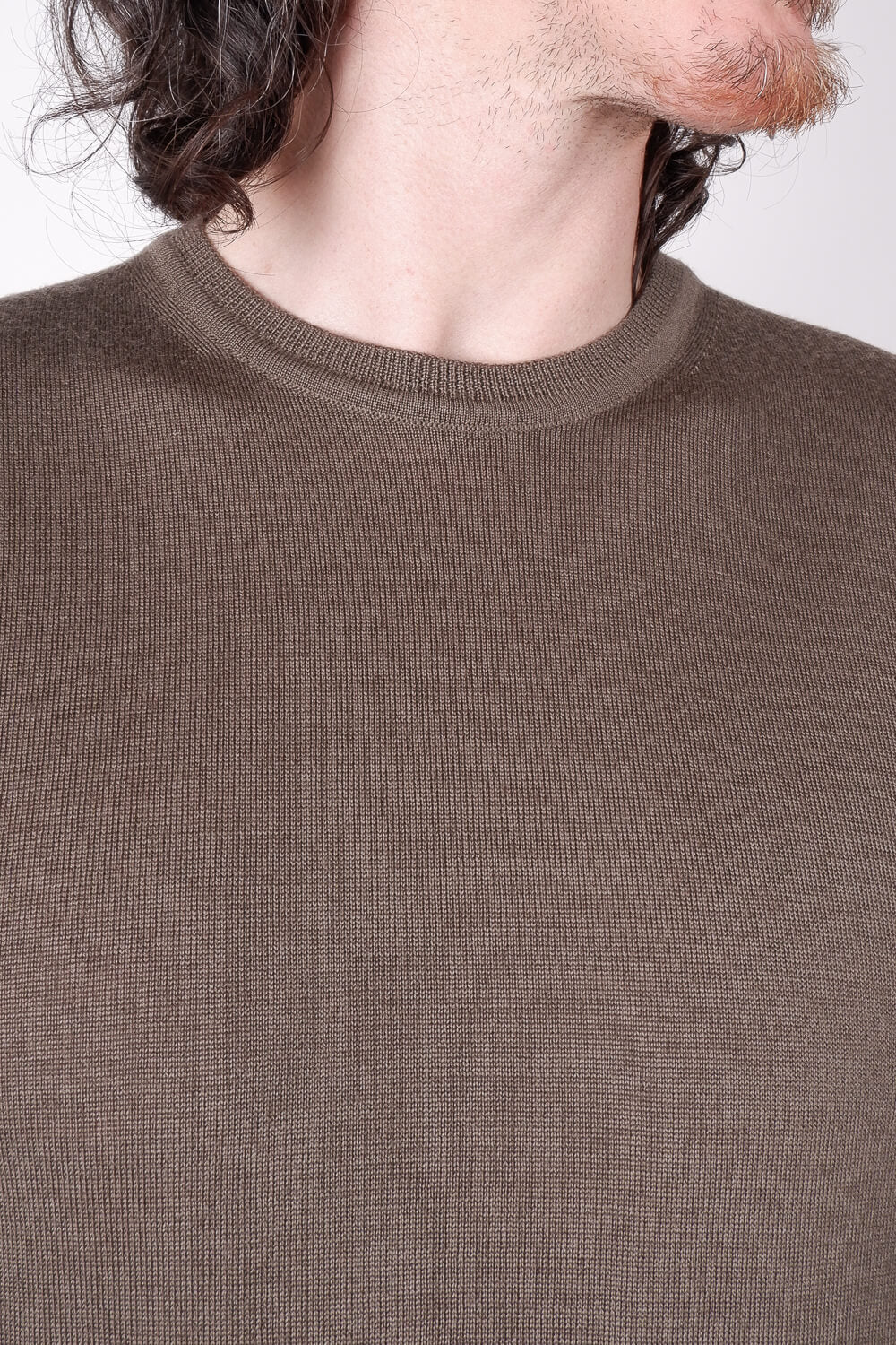 Extra Fine Merino Wool Round Neck T-Shirt Khaki