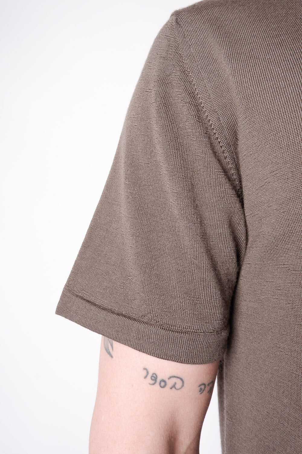 Extra Fine Merino Wool Round Neck T-Shirt Khaki