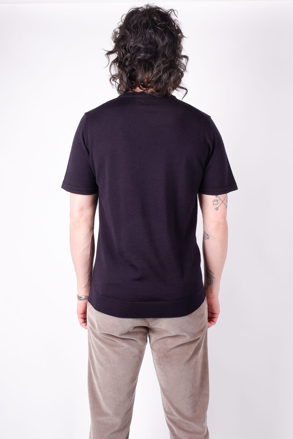 Extra Fine Merino Wool Round Neck T-Shirt Navy