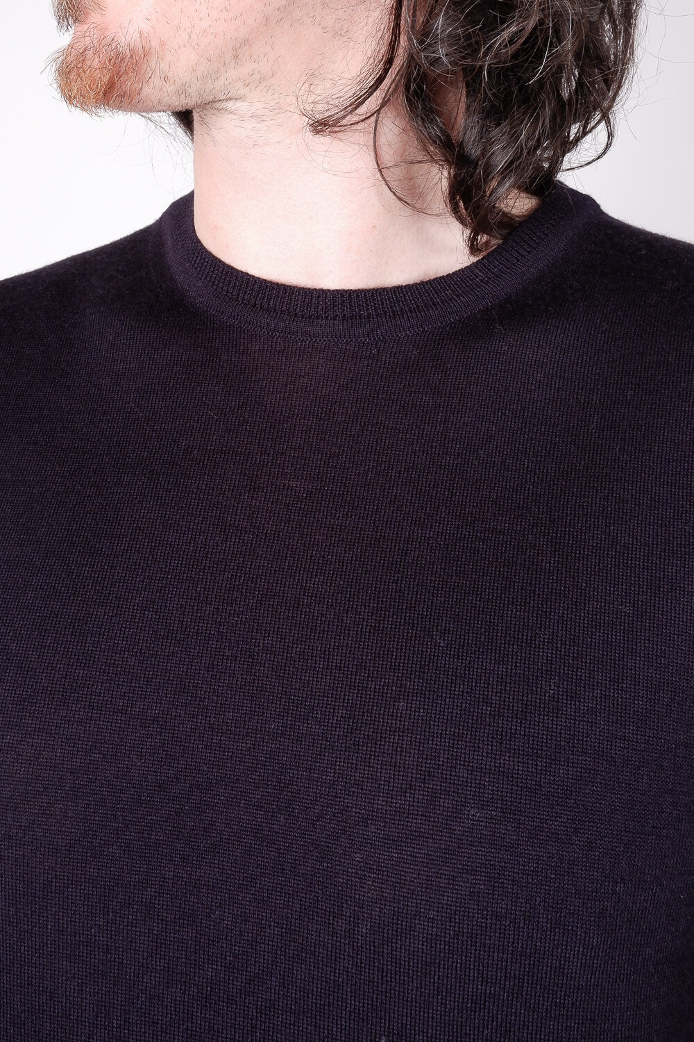 Extra Fine Merino Wool Round Neck T-Shirt Navy